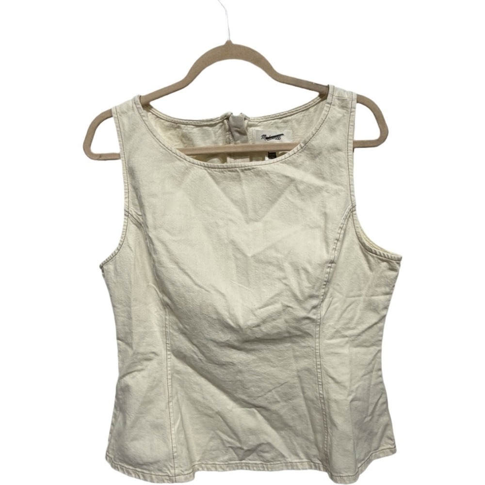 Madewell Denim Corset Tank Top Womens Size 14 Ivory Ecru Zip Back Style NZ030 - Picture 4 of 10